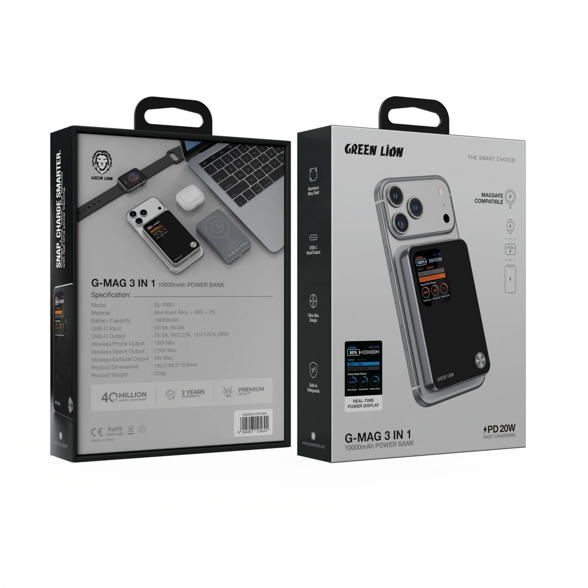 Green Lion G-Mag 3 IN 1 10000 m Ah Power Bank PD 20 W - Black – image 10