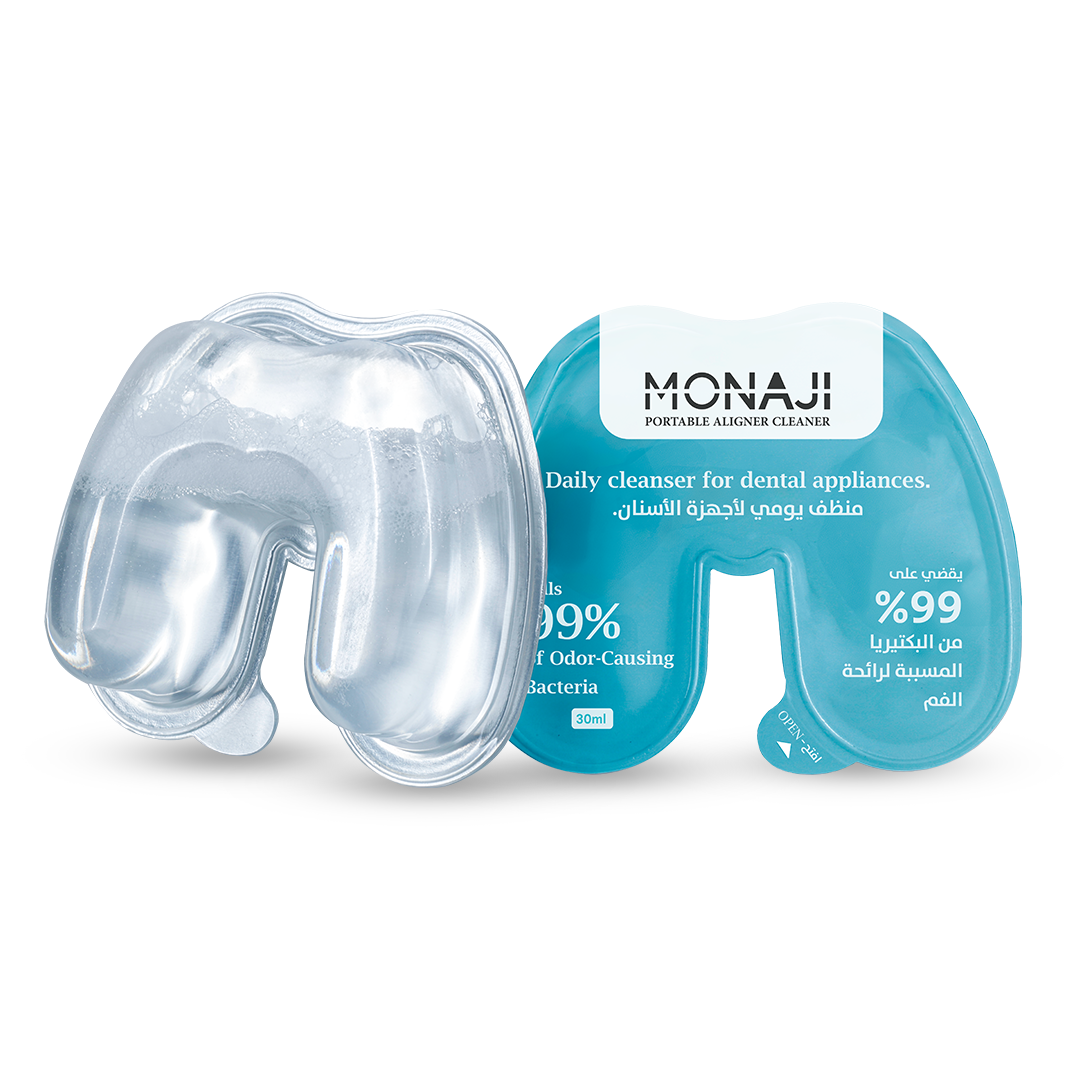 منظف الأجهزة السنية المحمول من Monaji 30 مل | علبة 10 كبسولات | Monaji Portable Aligner Cleaner 30ml Pods | Box of 10 | صورة المنتج 2 / Product image 2