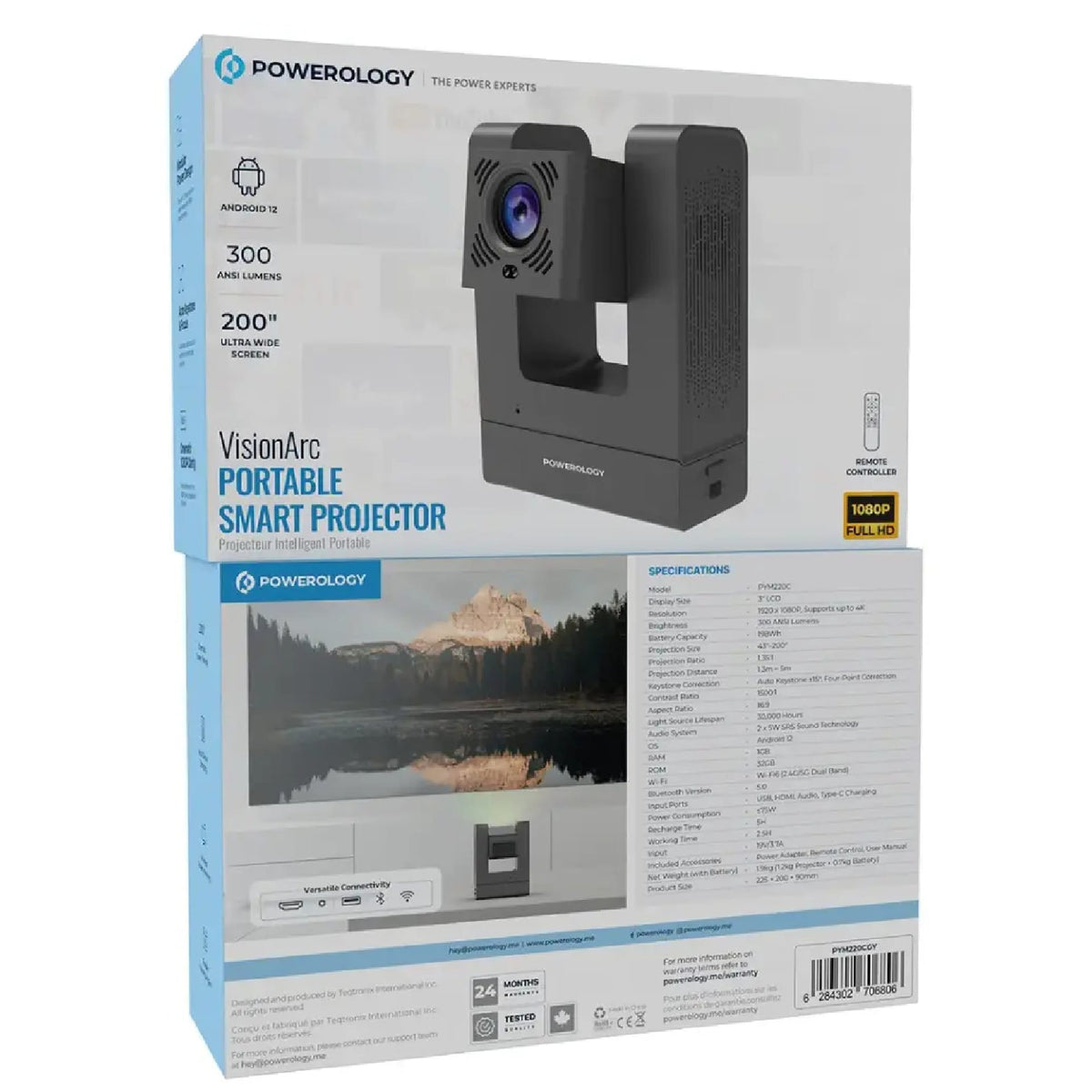 Powerology Vision Arc Smart Portable Projector