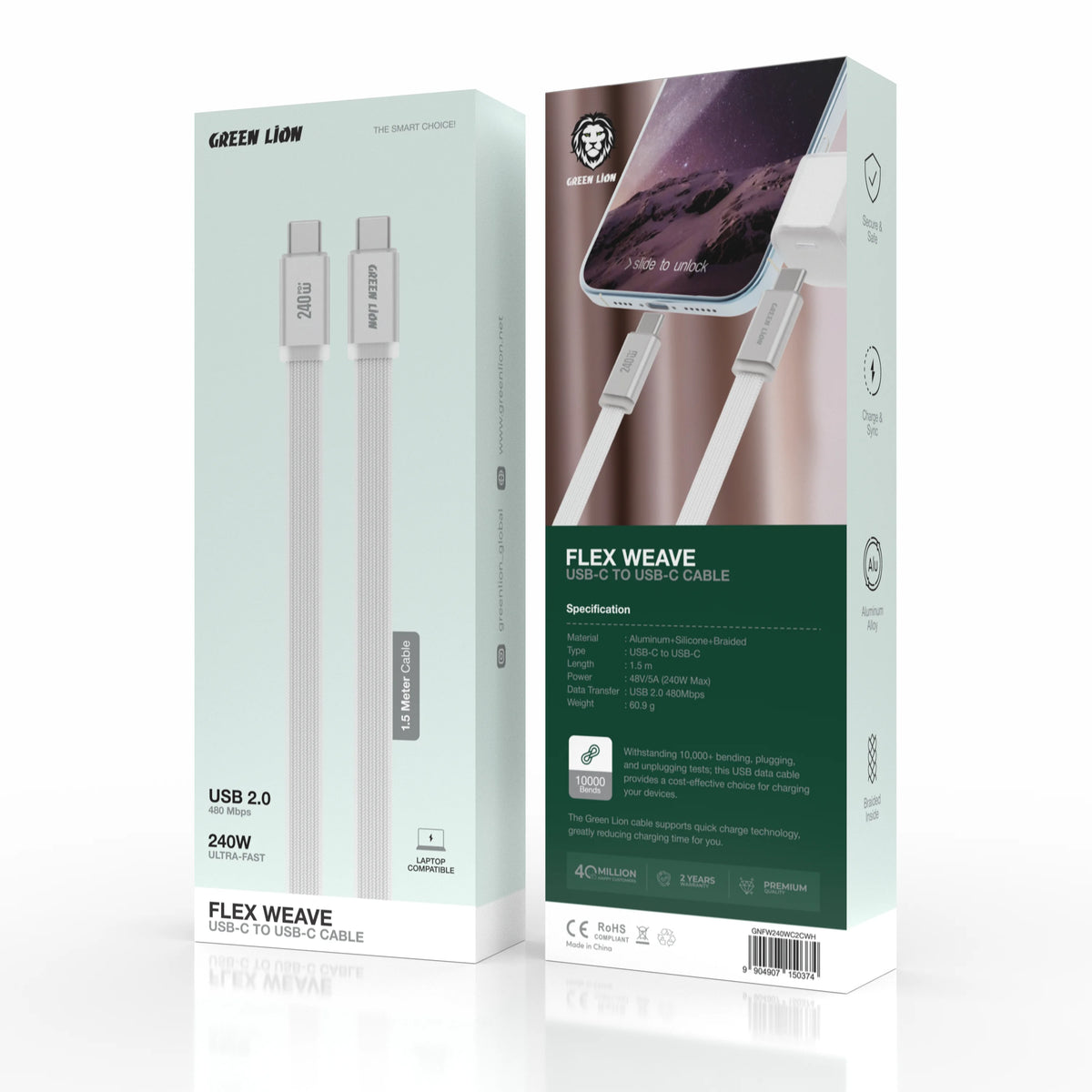 Green Lion Flex Wave USB C to USB C Cable White – image 5