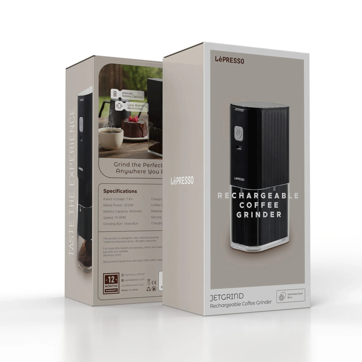 LePresso Jetgrind Rechargeable Coffee Grinder Black – image 5