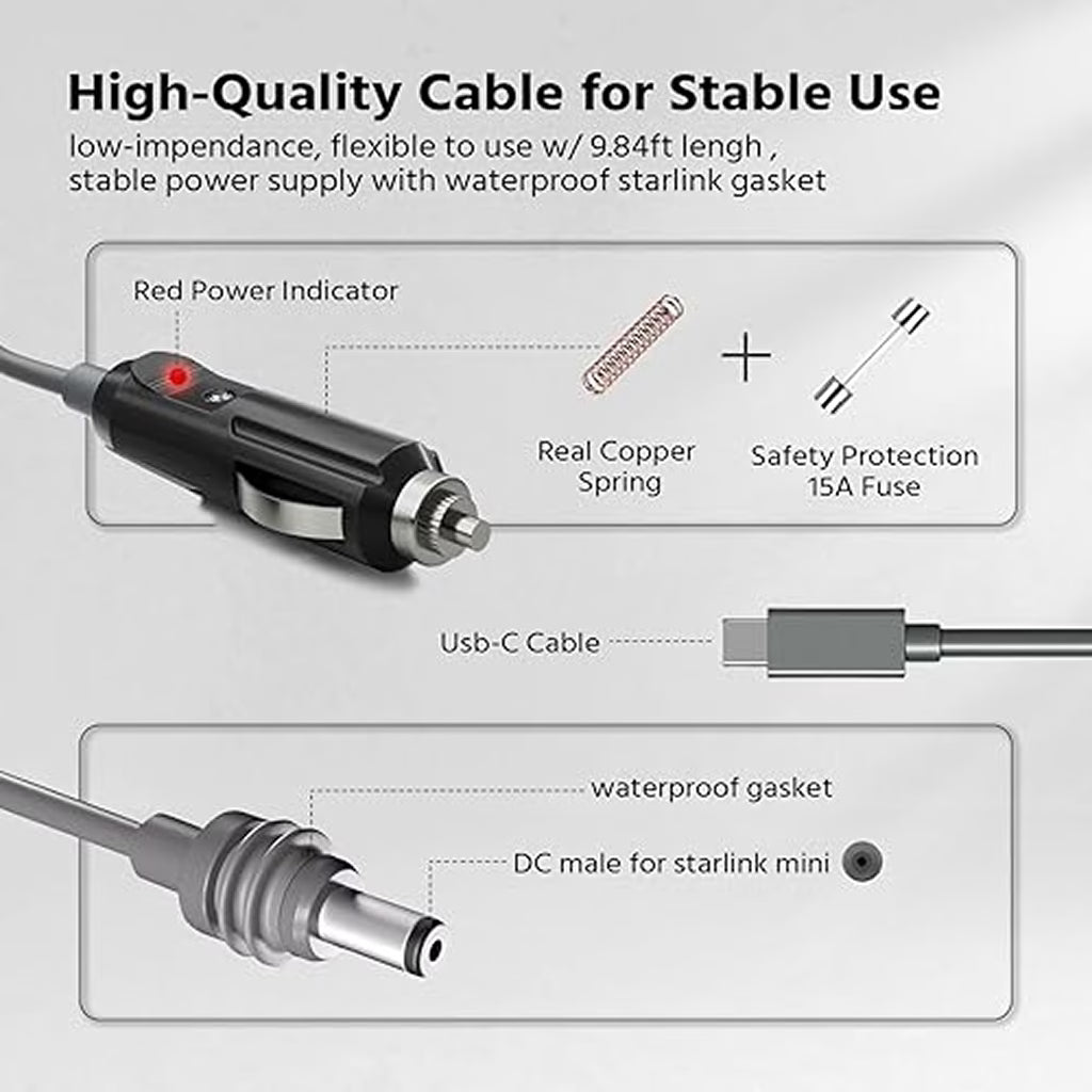 كابل طاقة 3 في 1 لستارلينك ميني – 5 متر | 3-in-1 Power Cable for Starlink Mini - 5m | صورة المنتج 3 / Product image 3