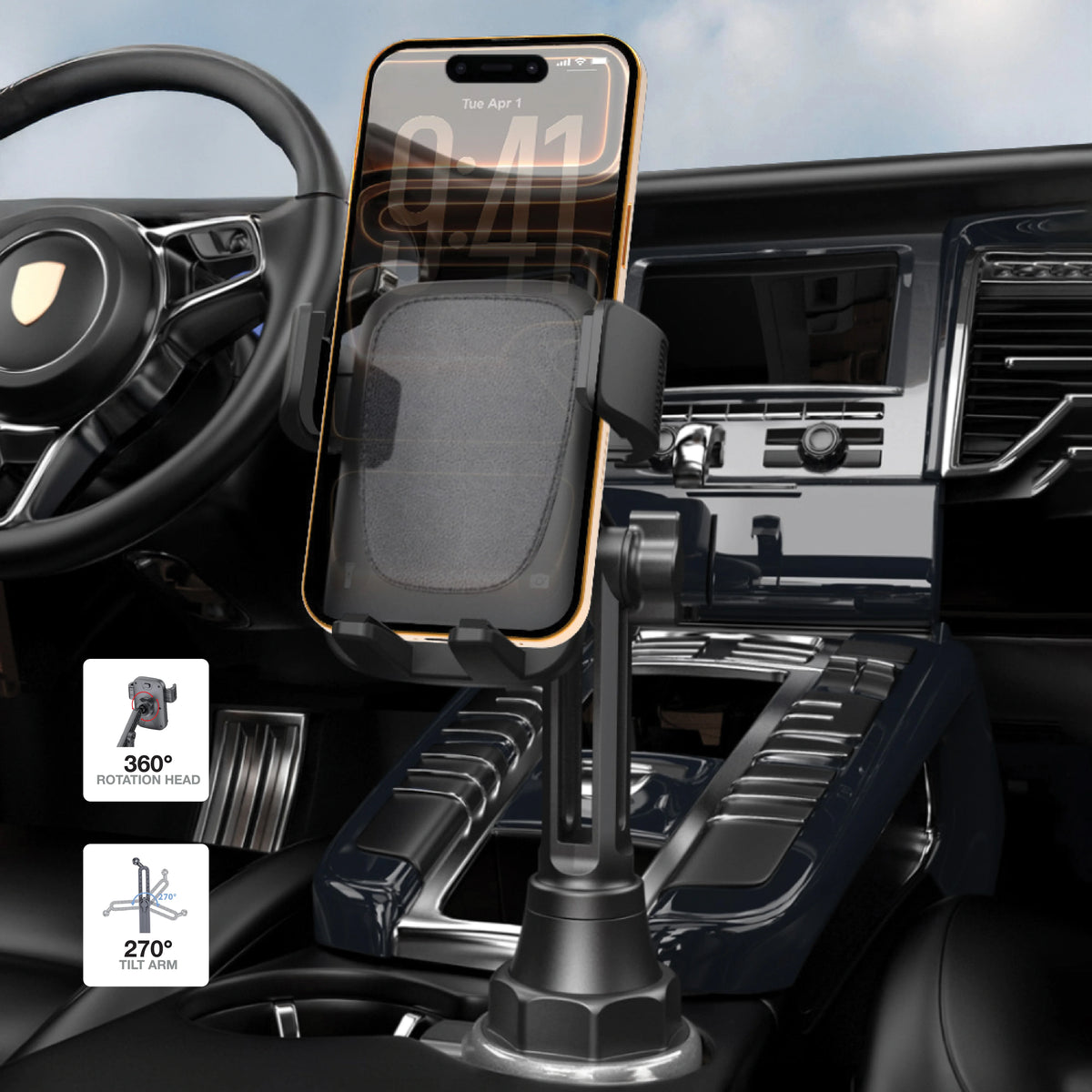 Green Lion Gx 72 Car Cup Phone Holder Black – image 10