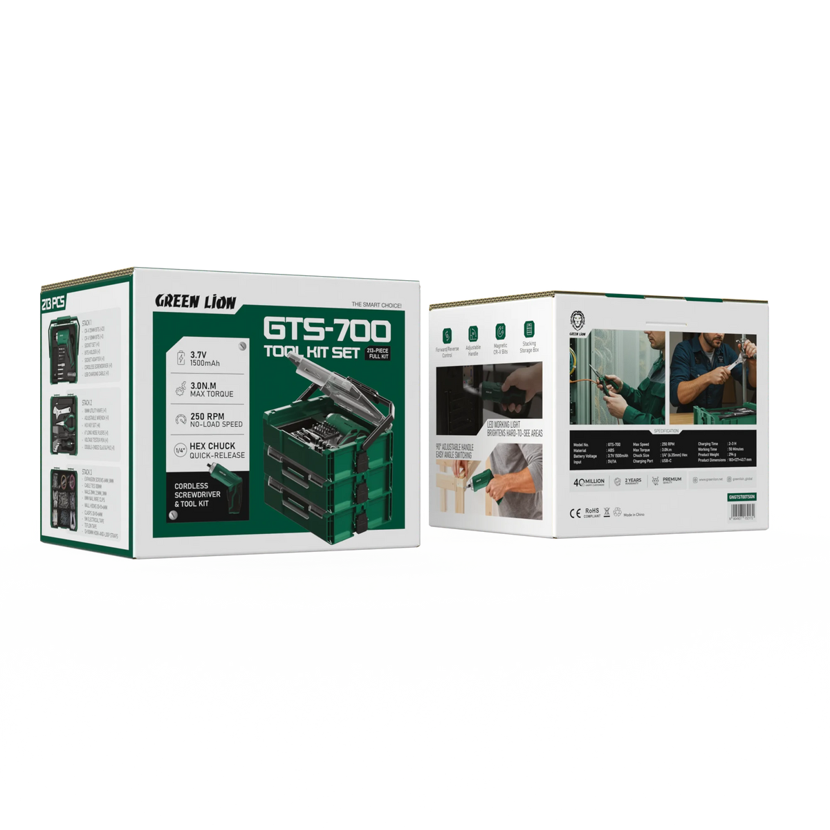 Green Lion GTS-700 Tool Kit Set-213 Pieces-3.7 V 1500 m Ah – image 2