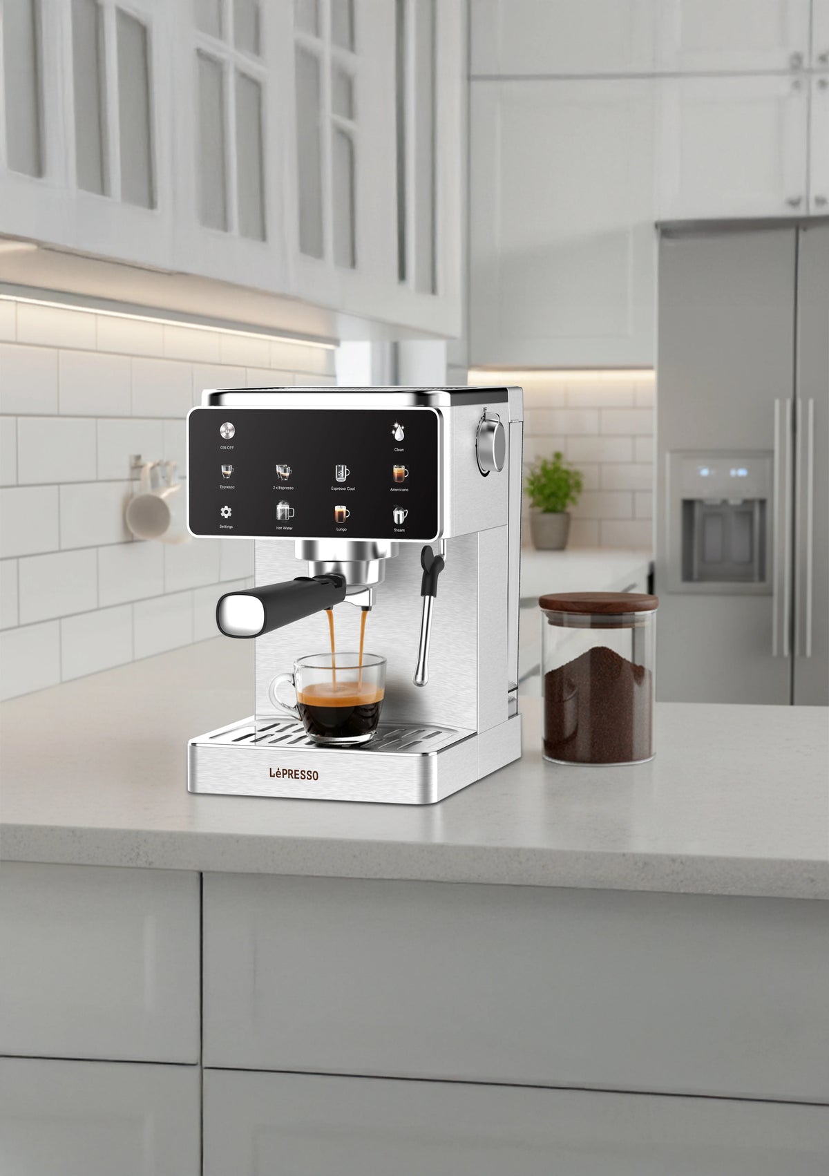 LePresso Macchina Di Lusso Espresso Machine with Steam Wand Silver – image 6
