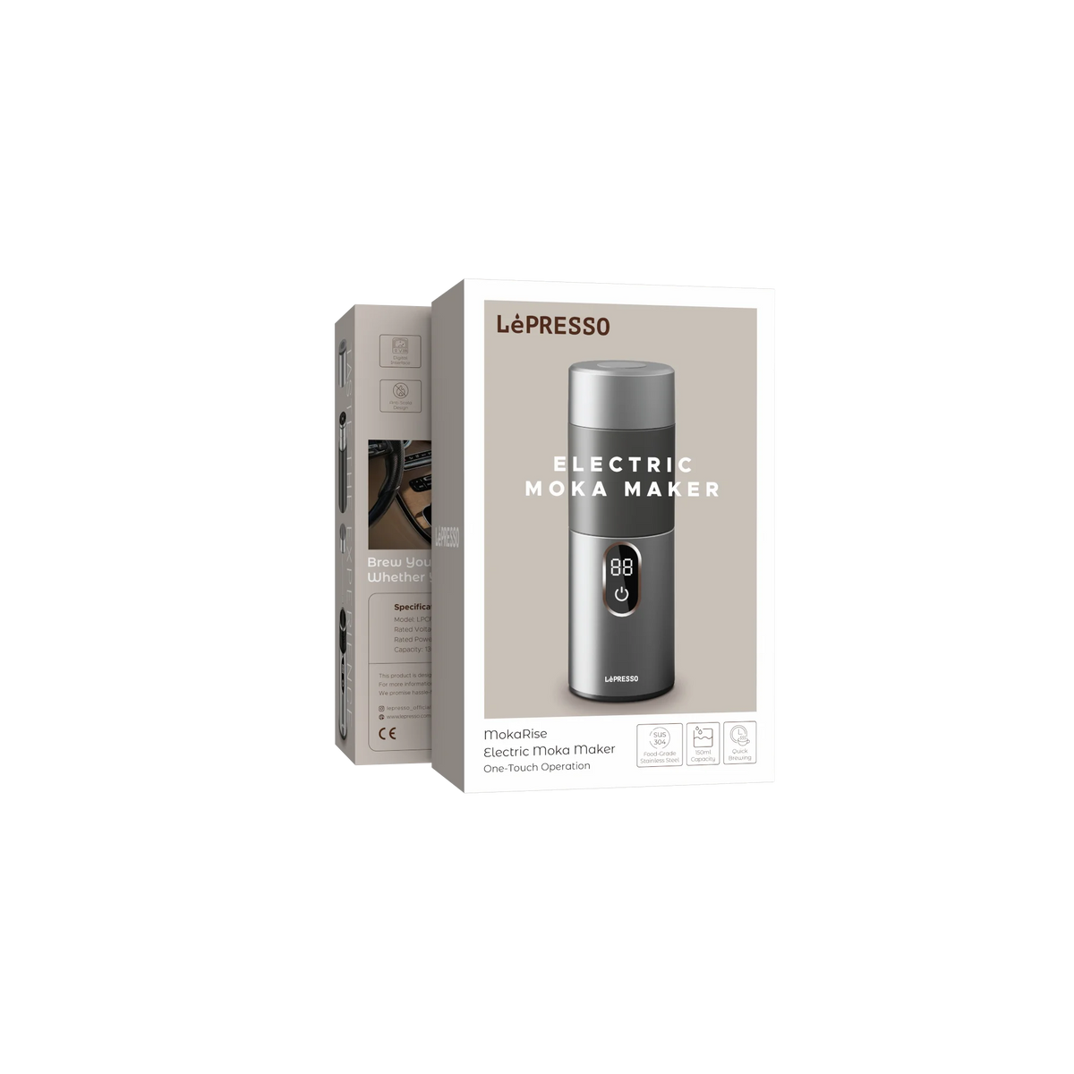LePresso Mokarise Electric Moka Maker with One Touch Operation Silver – image 6