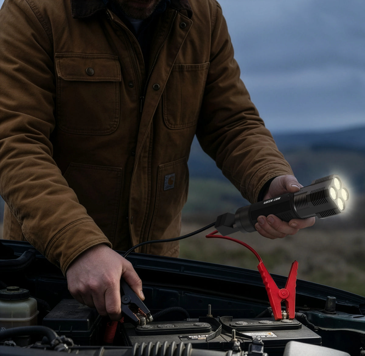 Green Lion JX-8012 VJump Starter-4 LGasoline,2.5 L Diesel Engines,16000 m Ah - Grey – image 3