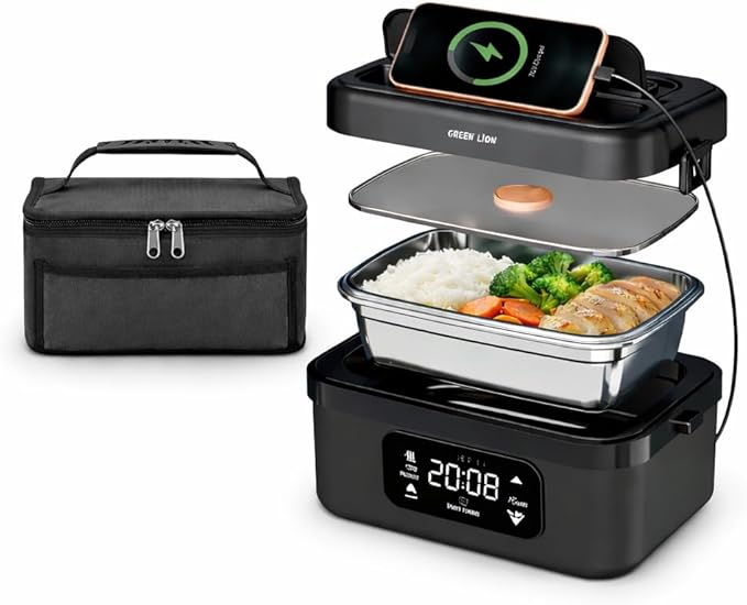 علبة غداء كهربائية محمولة من Green Lion - 8000mAh - أسود | Green Lion Portable Electric Lunch Box - 8000mAh - Black | صورة المنتج 2 / Product image 2