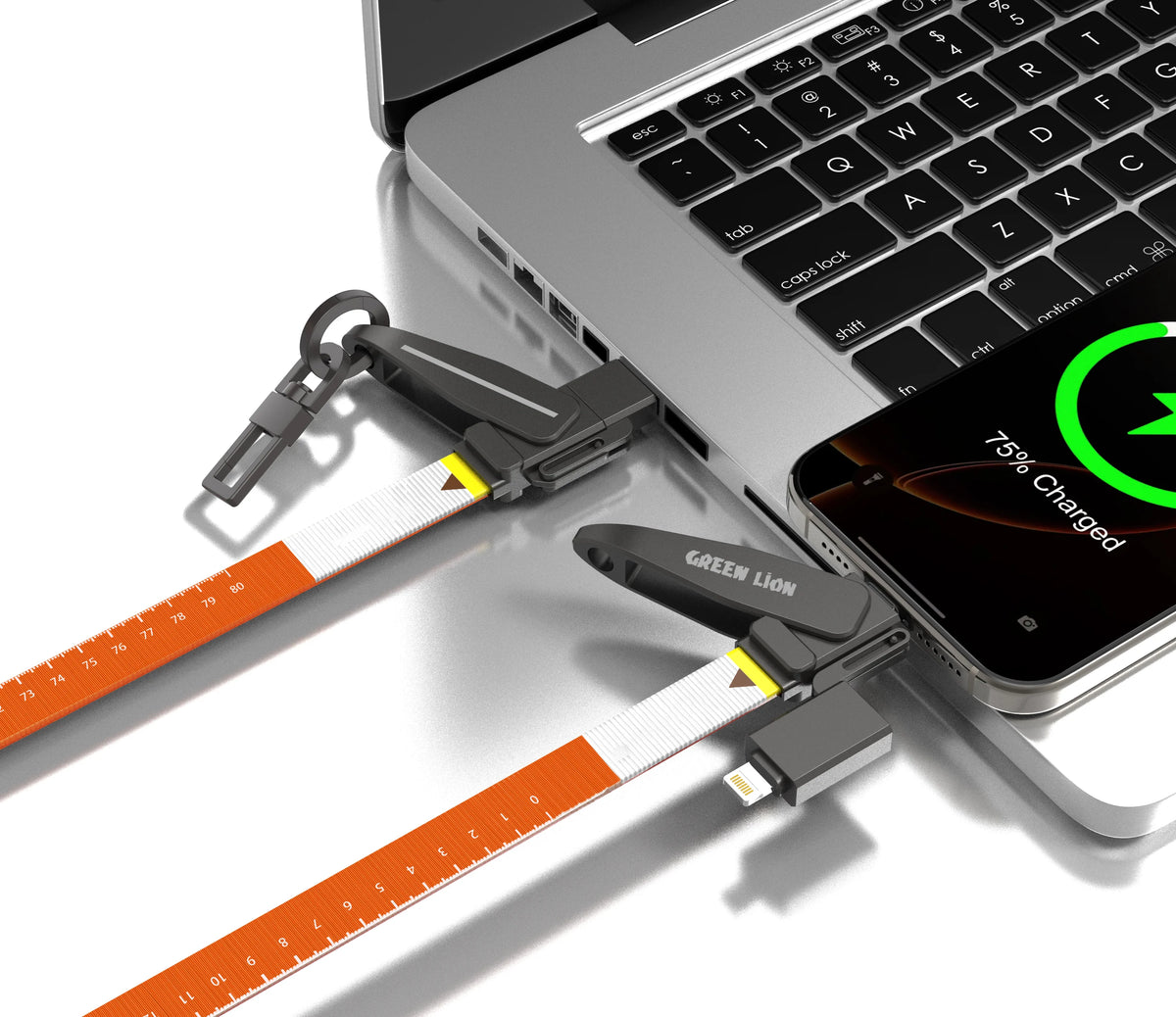 Green Lion 4 in 1 Cable Ultra Fast Charging Lanyard 240 W - Orange