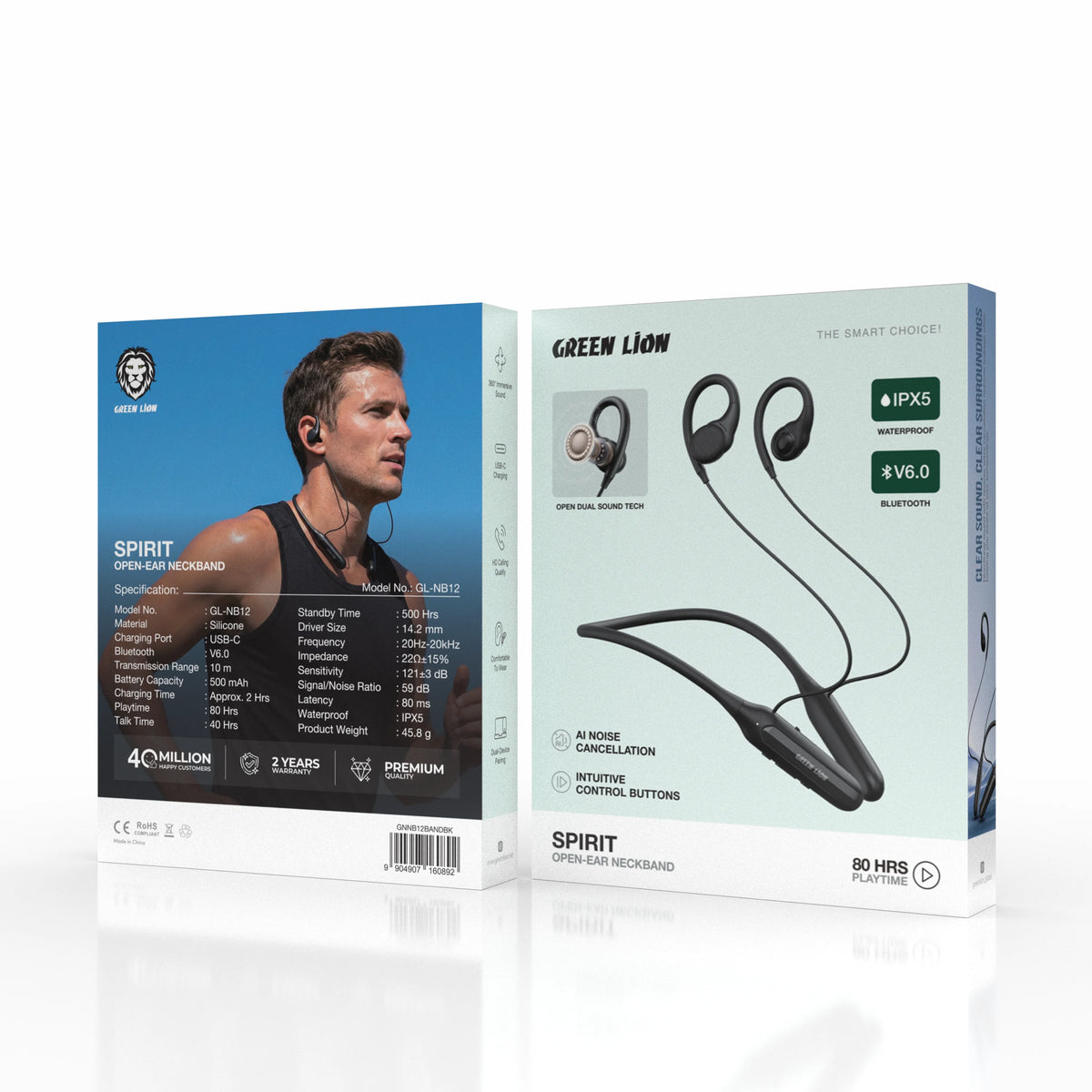 Green Lion Spirit Open Ear Neckband Black – image 2