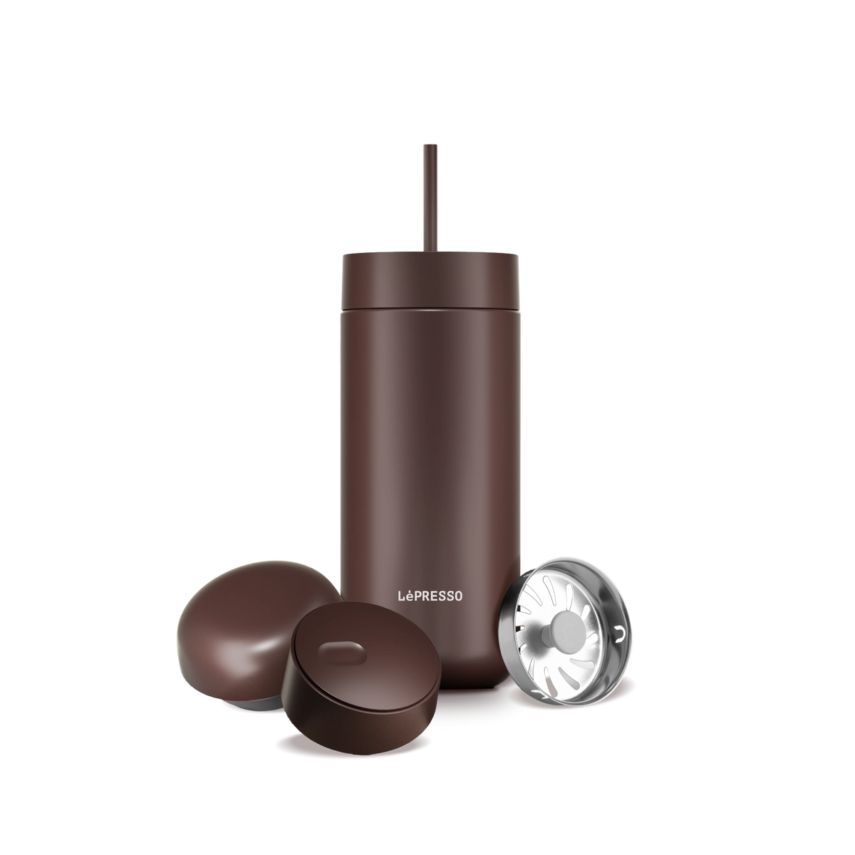 LePresso Trio Tumbler 3 in 1 Lid Tumbler - Brown – image 4