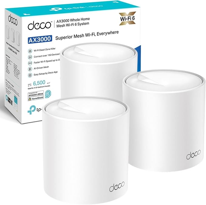 نظام شبكة واي فاي ديكو X50 طراز AX3000Mbps من تي بي-لينك، مجموعة من 3 قطع | TP-Link Deco X50(3-pack) AX3000Mbps Mesh WiFi 6 System | صورة المنتج 1 / Product image 1