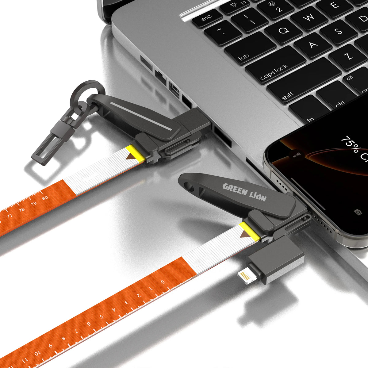 Green Lion 4 in 1 Cable Ultra Fast Charging Lanyard 240 W - Orange – image 4