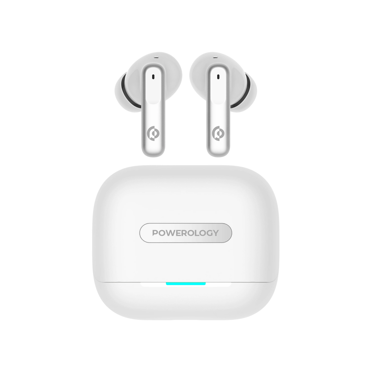 Powerology 6 Mic Hybrid ANC + ENCTrue Wireless Buds - White – image 25
