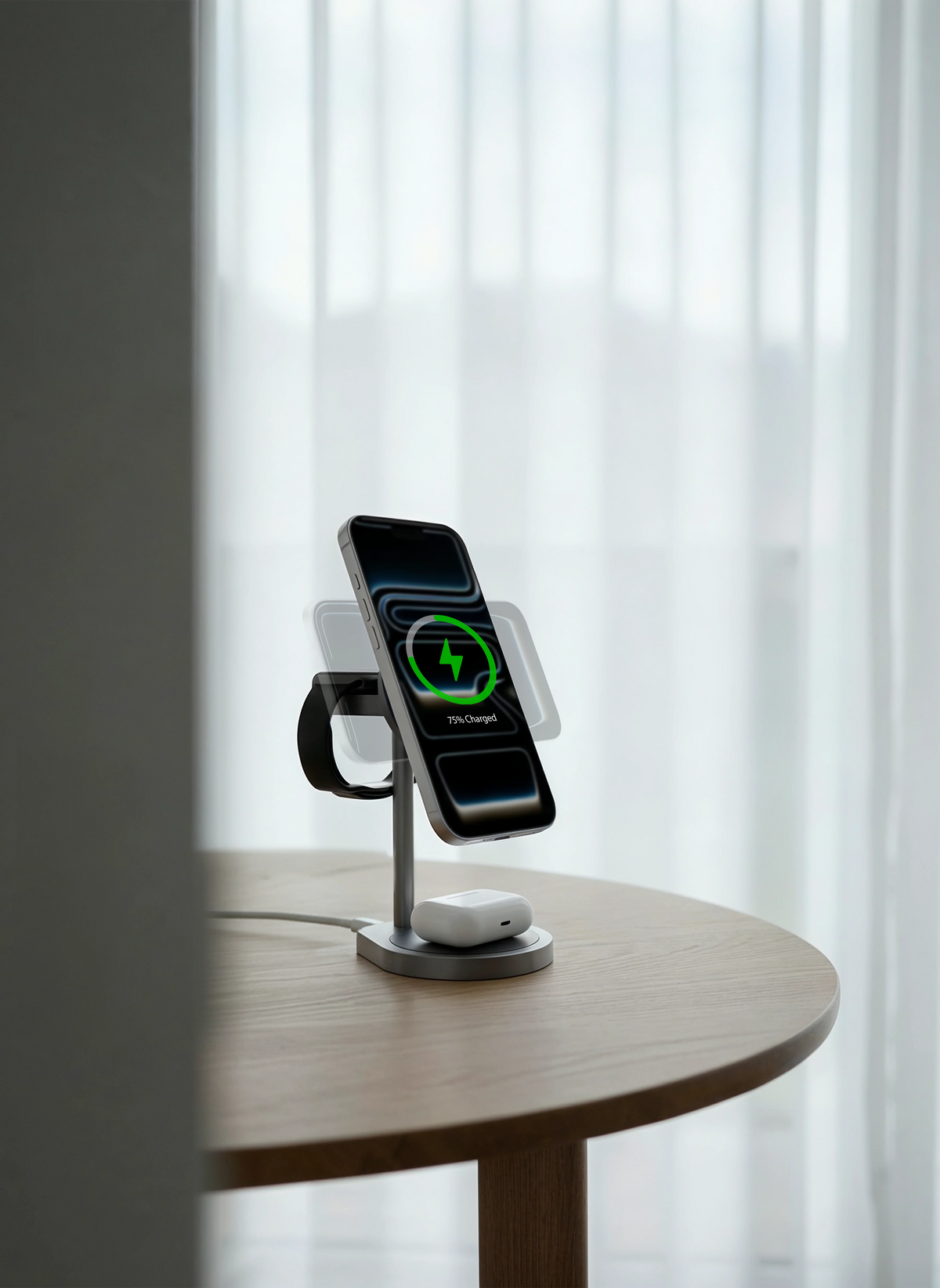 Powerology Eifel 3 in 1 Wireless Charger Gray – image 18
