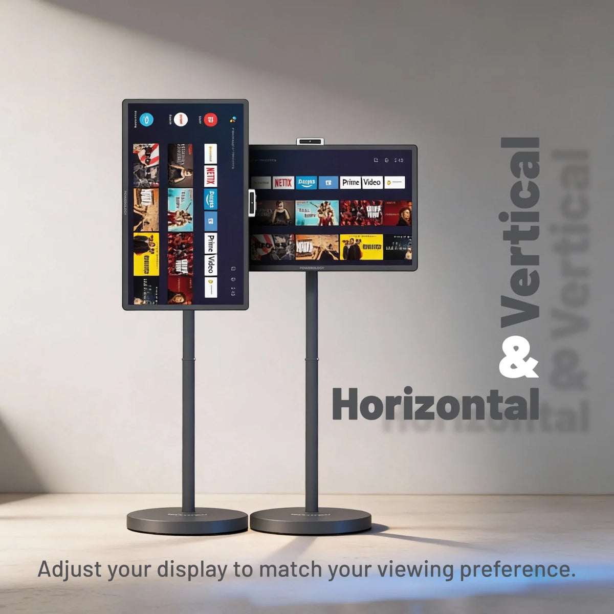 شاشة ذكية 32 بوصة متنقلة مع ستاند بنظام اندرويد 15 من Powerology | Powerology 32-inch Smart Portable Monitor with Stand, Android 15 Support | صورة المنتج 2 / Product image 2