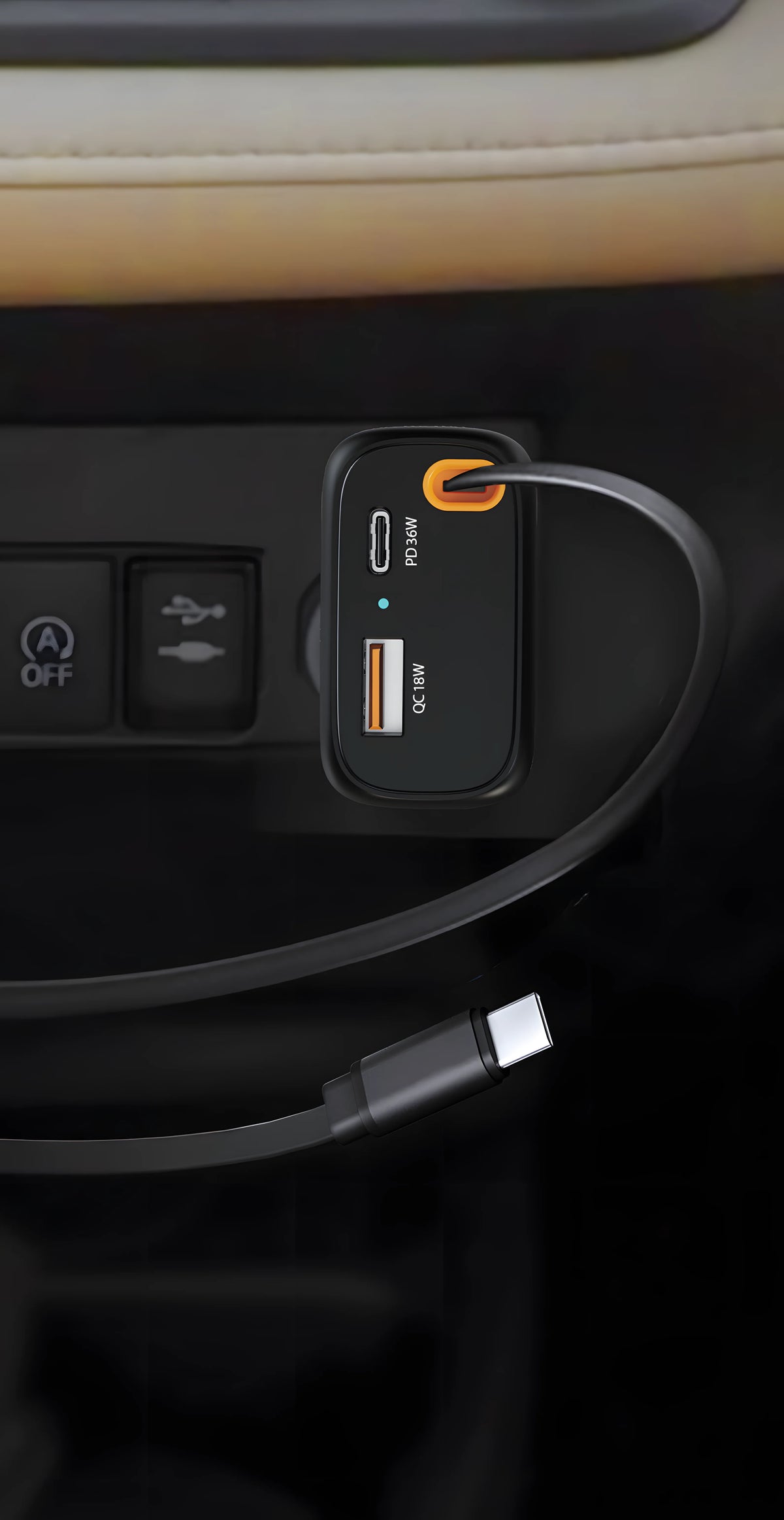 Powerology Cyber 81w USB C Retractable Car Charger Black – image 10