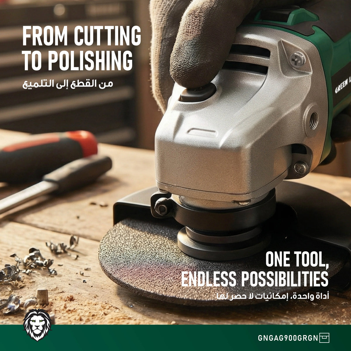 Green Lion Gag 900 Cordless Angle Grinder Green – image 1