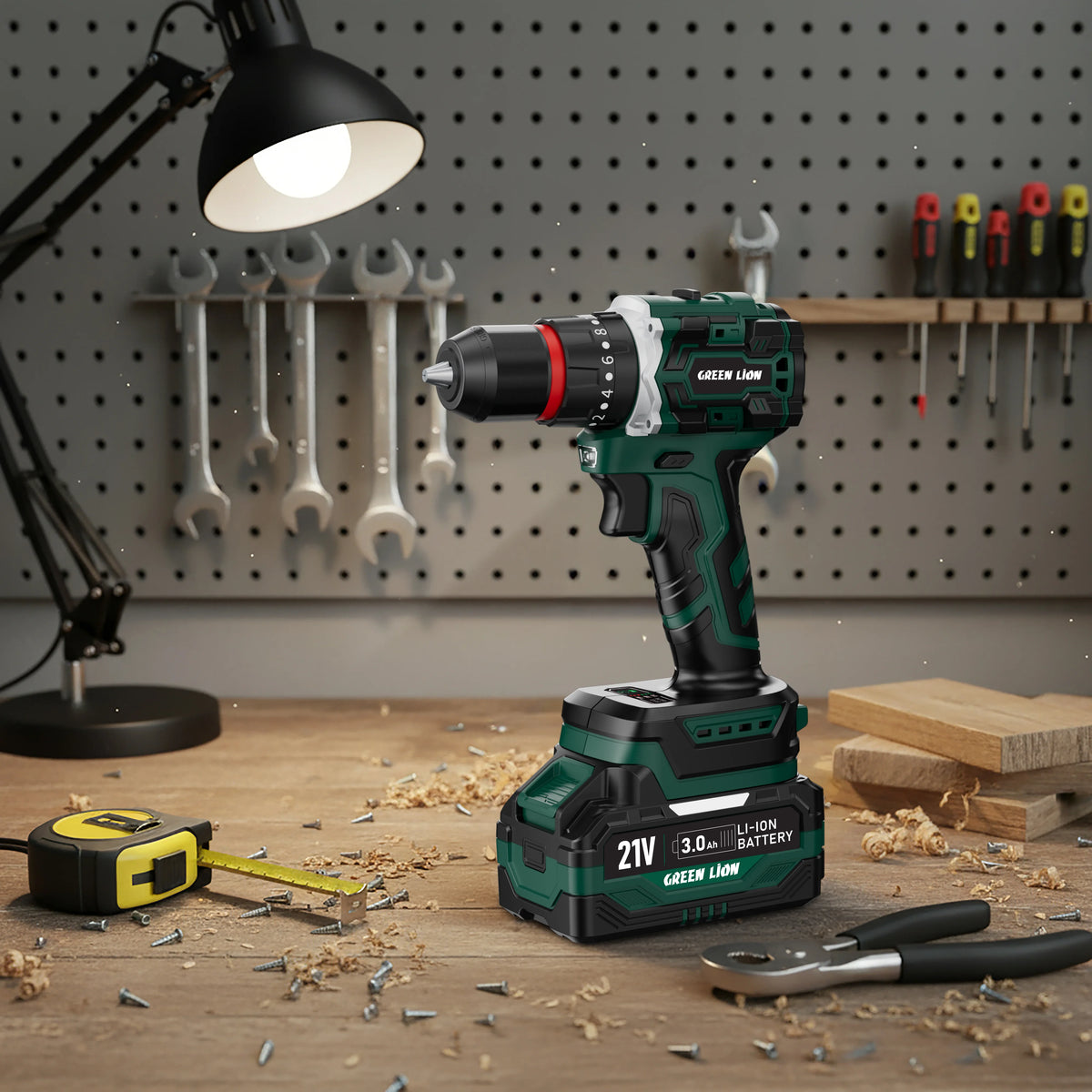Green Lion Gd 12 Edge Pro Cordless Hammer Drill Green – image 1