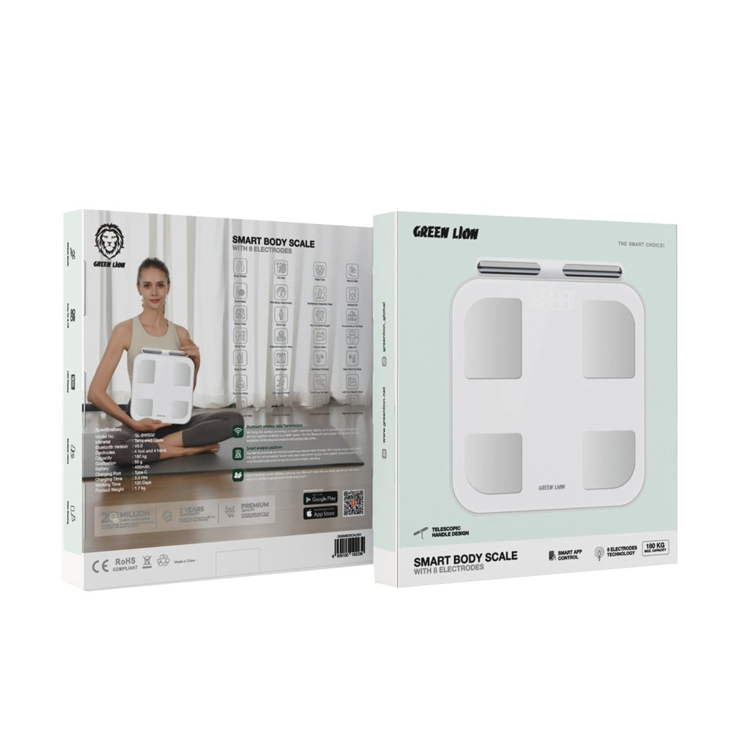 ميزان الجسم الذكي من Green Lion مع 8 أقطاب كهربائية - أبيض | Green Lion Smart Body Scale with 8 Electrodes - White | صورة المنتج 4 / Product image 4