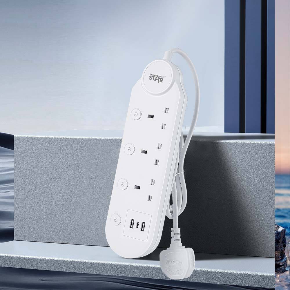 توصيلة كهرباء وينينج ستار 3 مخارج 2000 واط 3 متر Winning Star Power Strip Extension Socket