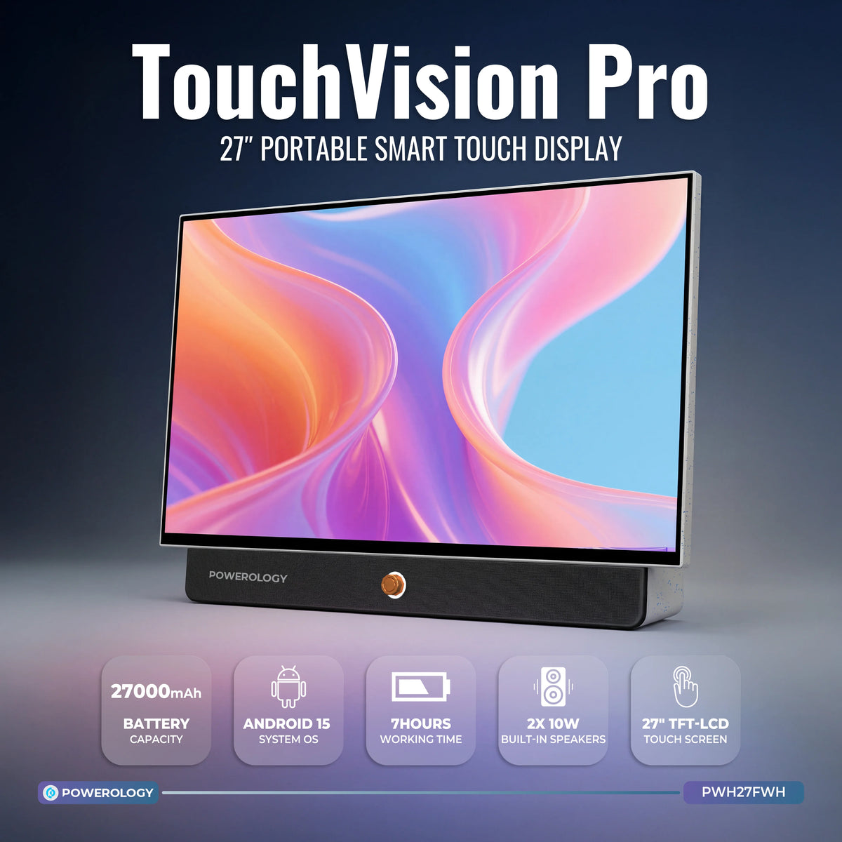 Powerology Touchvision Pro Portable Smart Touch Display White – image 2