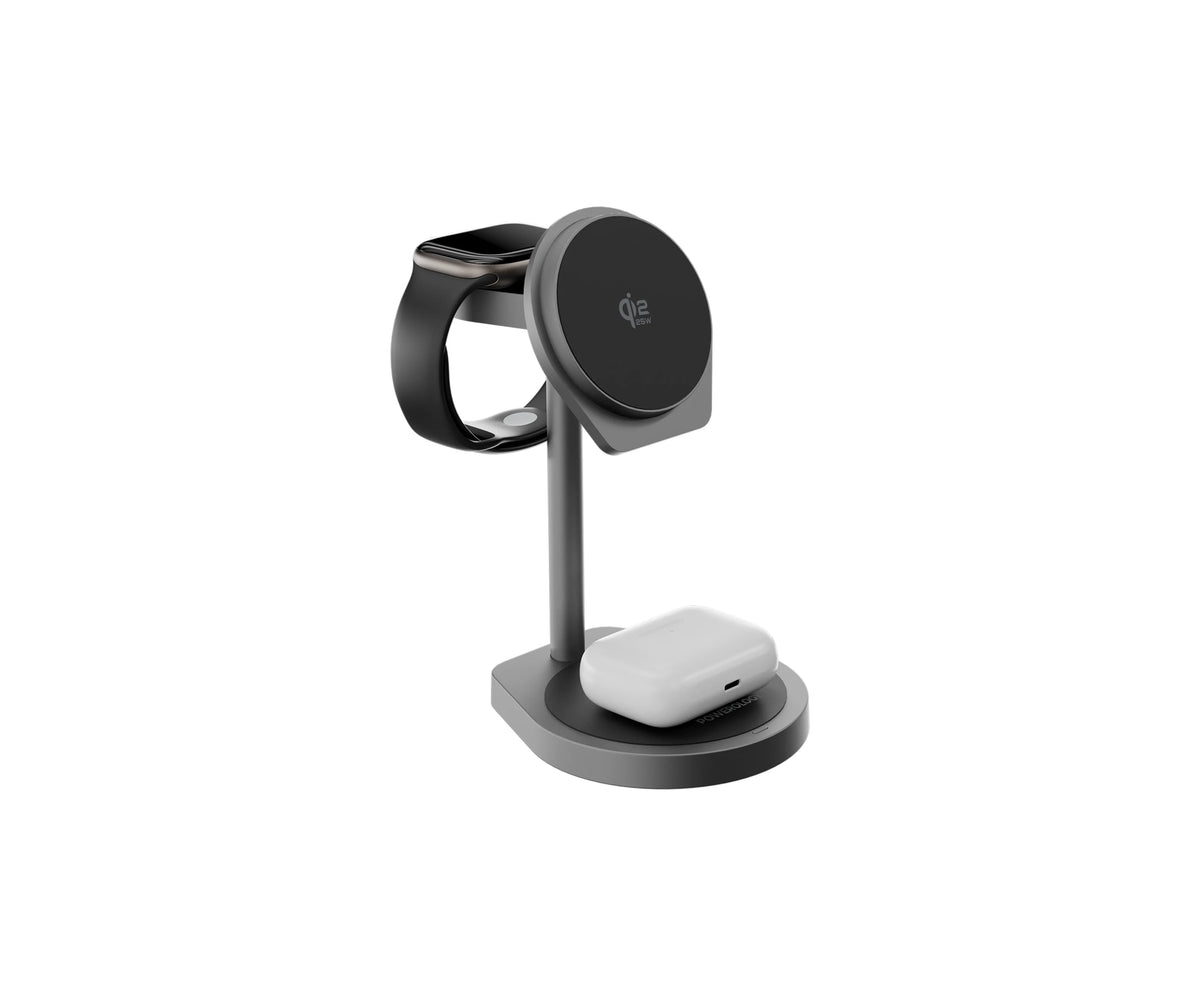 Powerology Eifel 3 in 1 Wireless Charger Gray – image 1