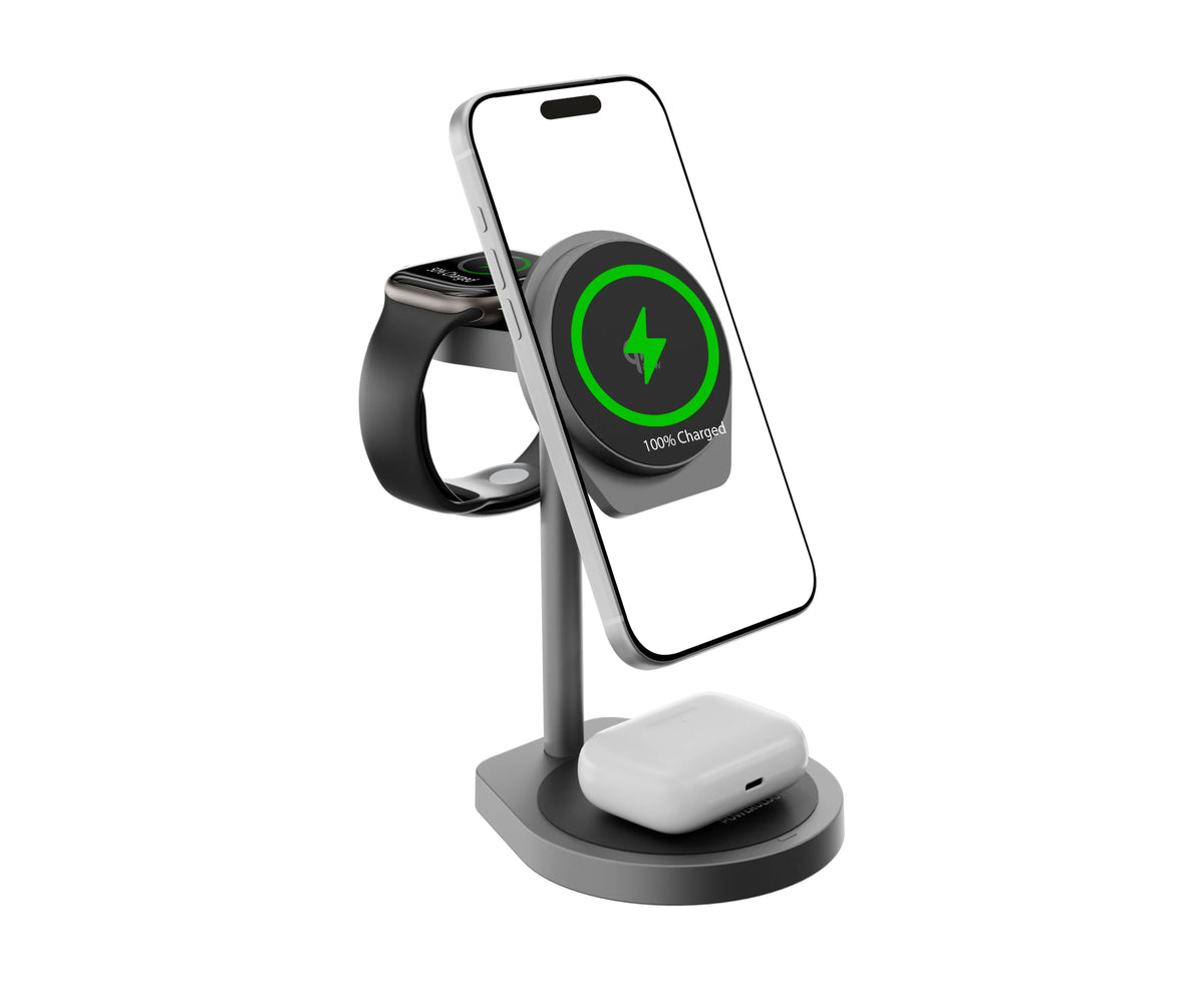 Powerology Eifel 3 in 1 Wireless Charger Gray – image 12