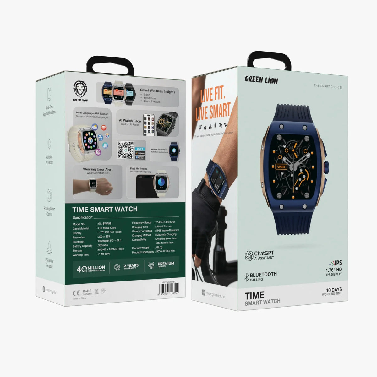 Green Lion Time Smart Watch 1.76''HDIPSDisplay - Blue – image 3