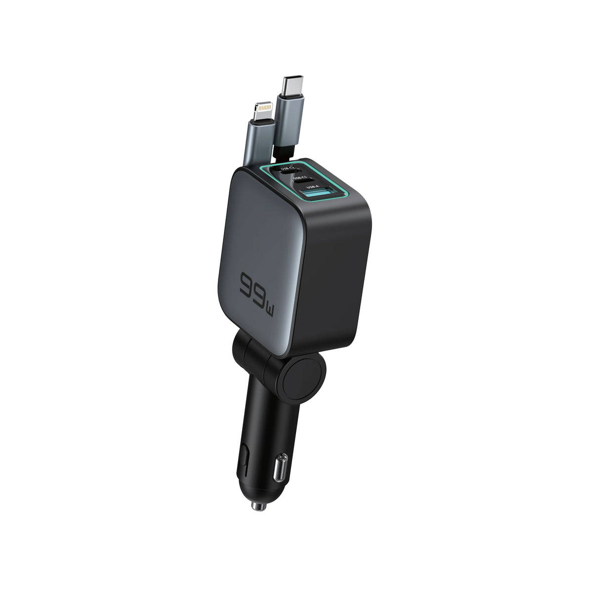 Green Lion Retractable 99w Car Charger Black – image 2