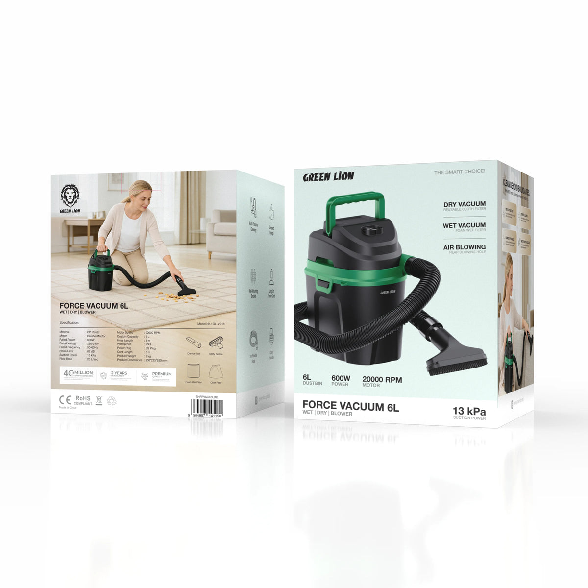Green Lion FORCEVACUUM 6 LWet,Dry,Blower 20000 RPM 600 W - Black – image 5