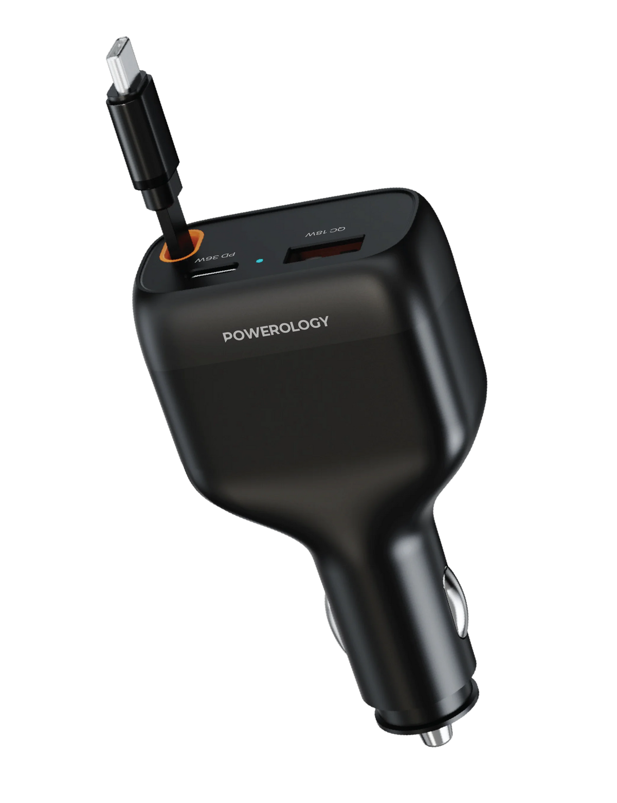 Powerology Cyber 81w USB C Retractable Car Charger Black – image 9