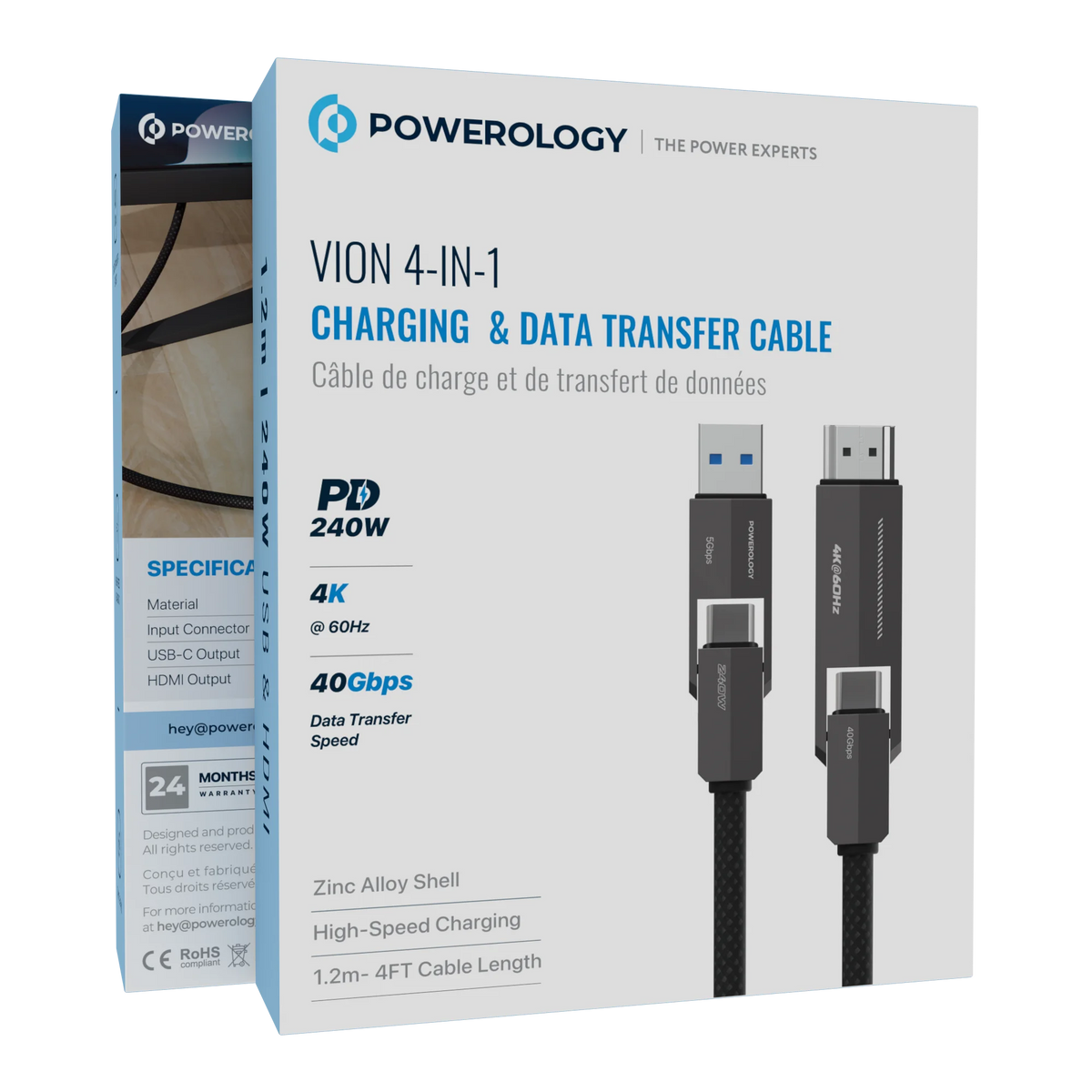 Powerology Vion 4 in 1 Charging Data Transfer Cable Black – image 11