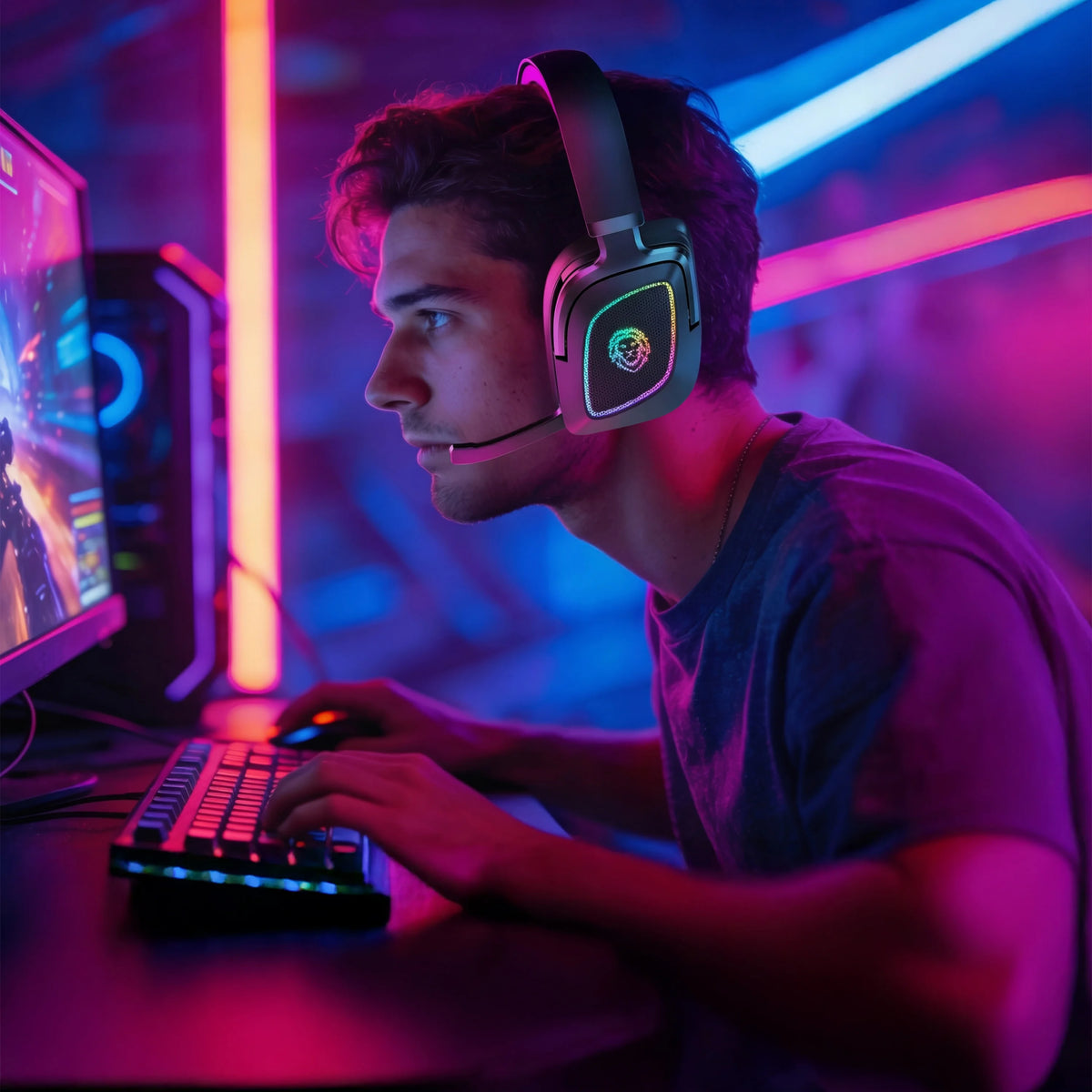 Green Lion Battle Wireless Gaming Headphones Black – image 7