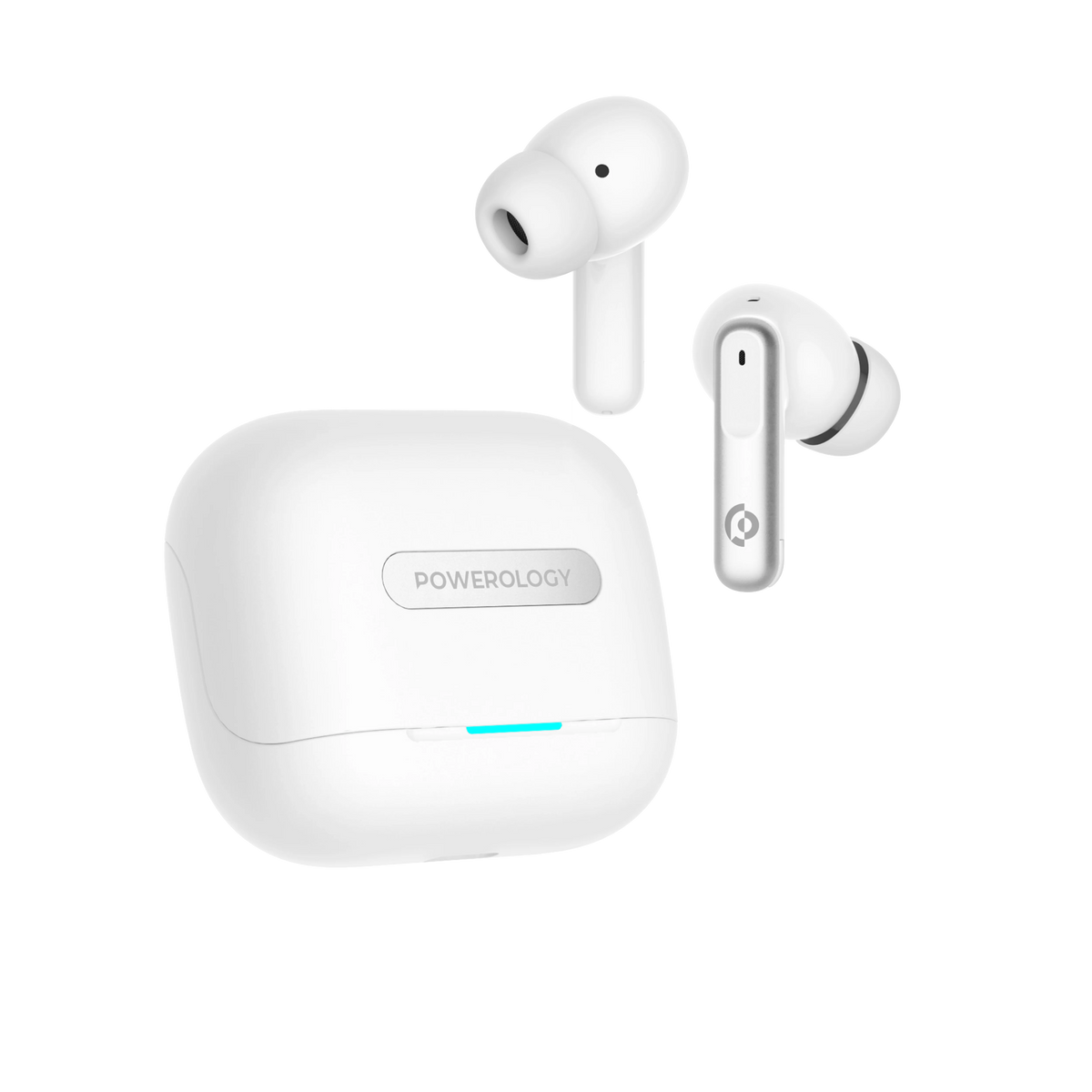 Powerology 6 Mic Hybrid ANC + ENCTrue Wireless Buds - White – image 24