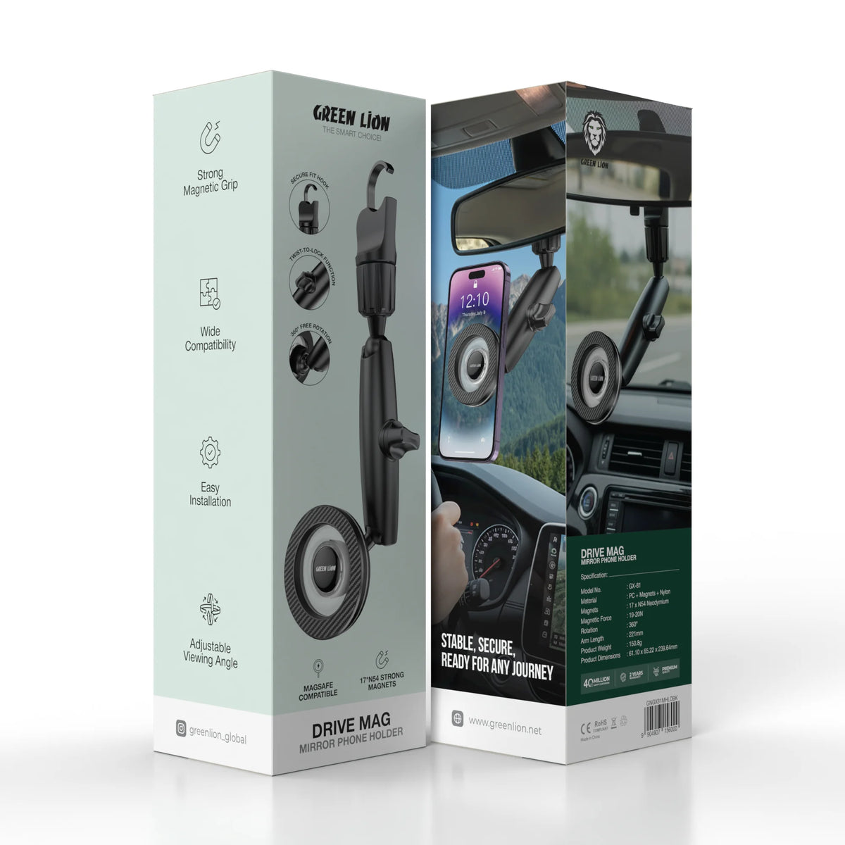 Green Lion Drive Mag Mirror Phone Holder Black – image 2