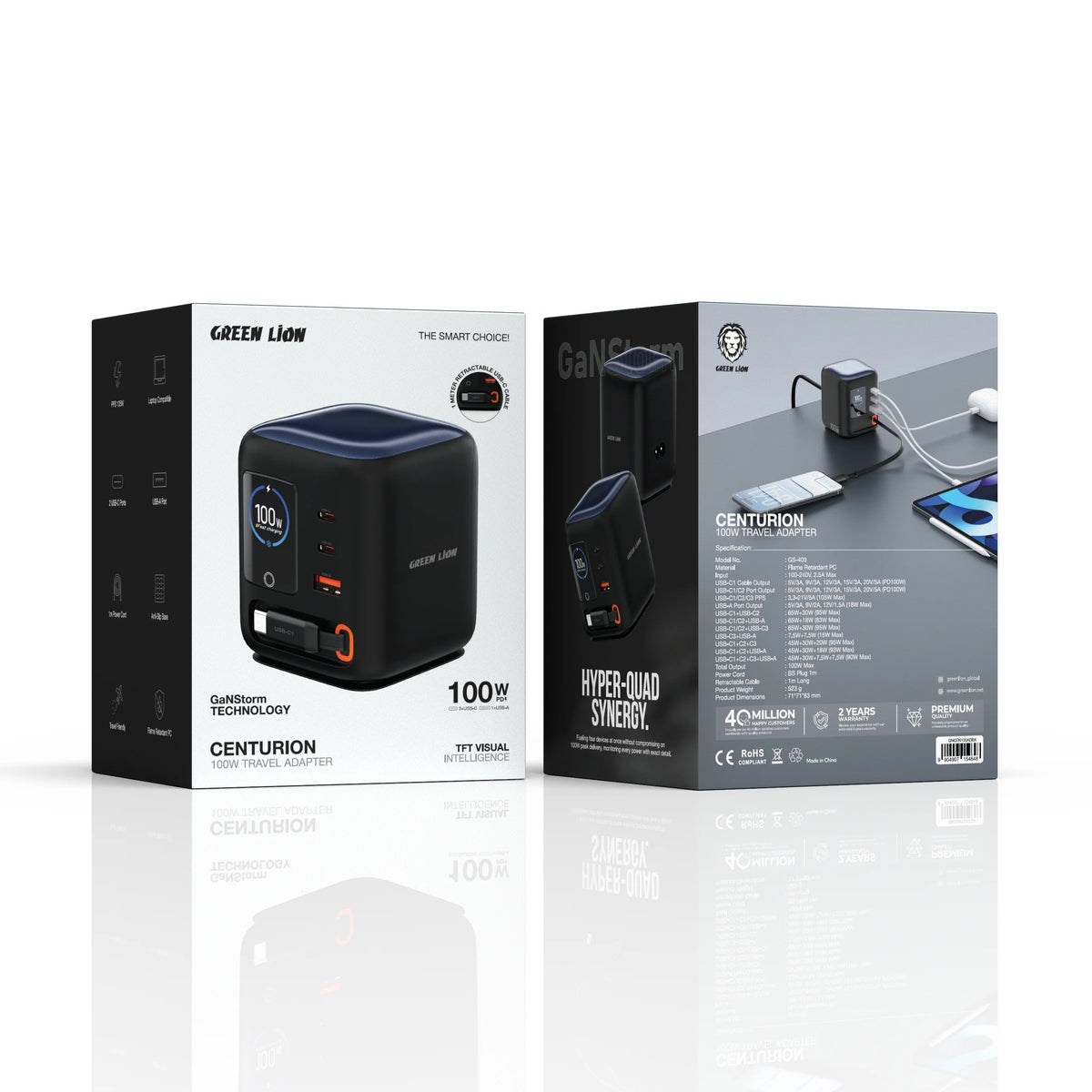Green Lion Centurion 100w Gan Travel Adapter Black – image 5