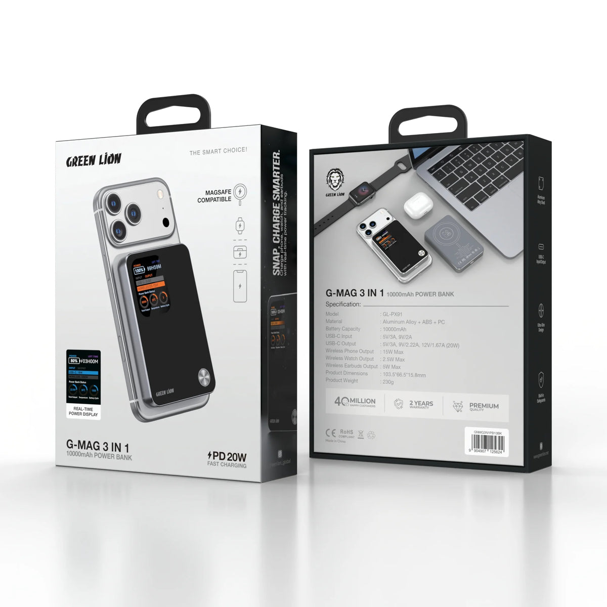 Green Lion G-Mag 3 IN 1 10000 m Ah Power Bank PD 20 W - Black – image 9