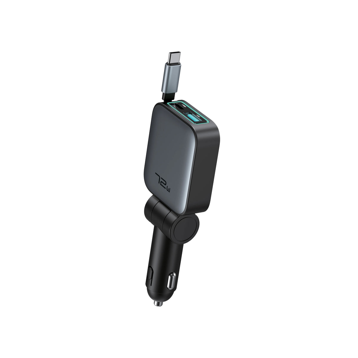 Green Lion Retractable 72w Car Charger Black – image 3