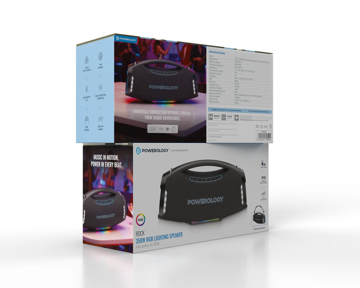 Powerology Rock 350w Rgb Lighting Speaker Black – image 7
