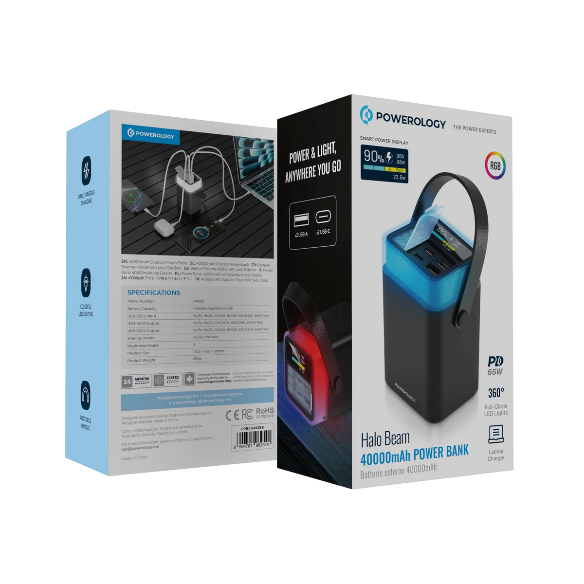 Powerology Halo Beam 40000mAh Power Bank PD 65w Black – image 11