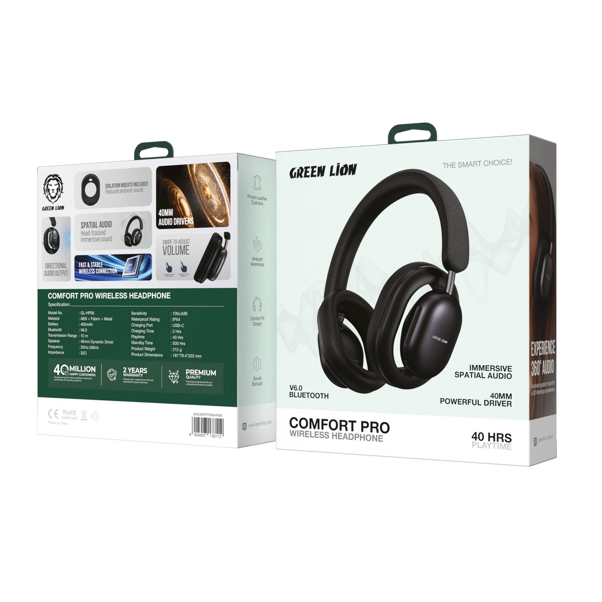 Green Lion Comfort Pro Wireless Headphone - Black – image 4