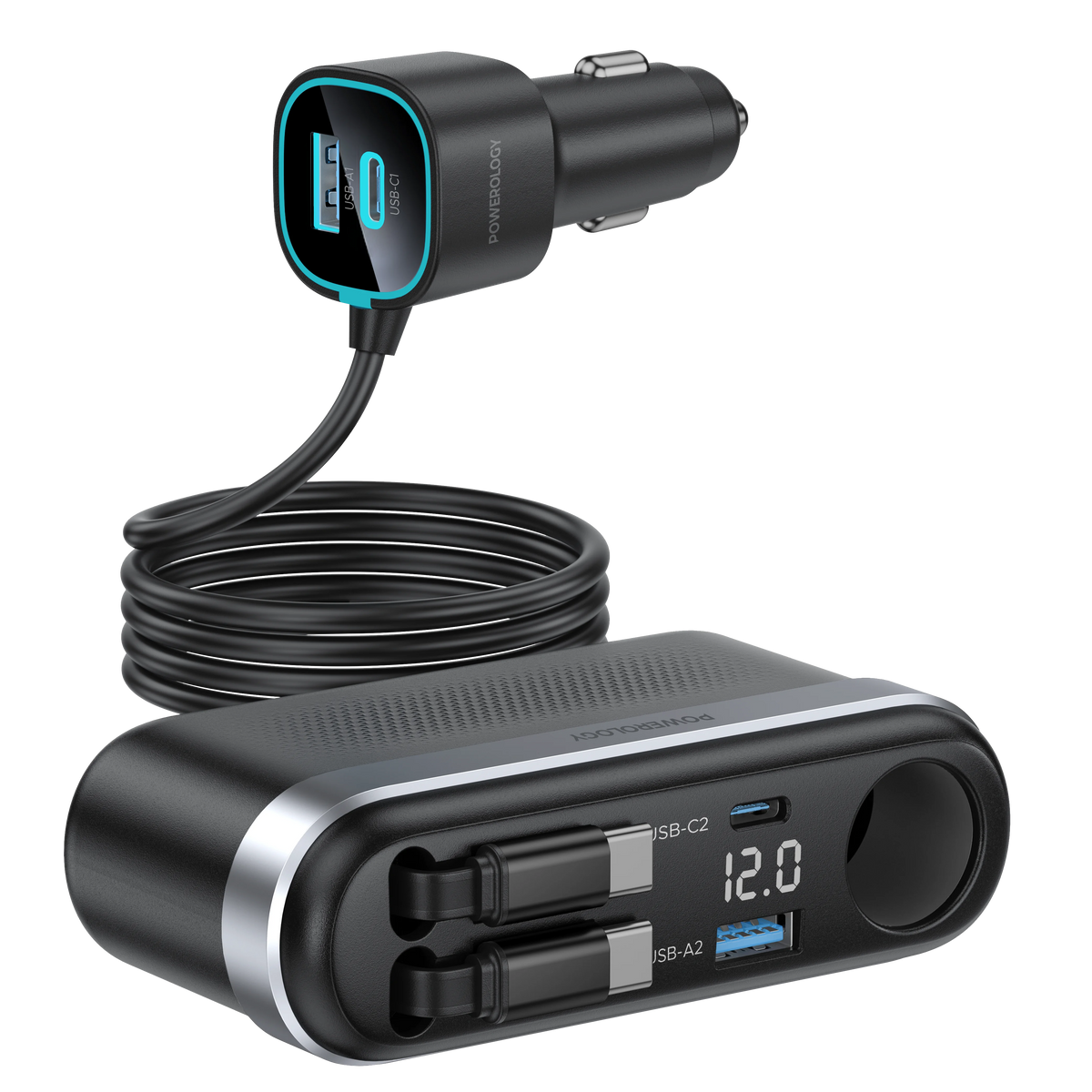 Powerology Currnex 60w Multi Port Car Charger Black – image 3