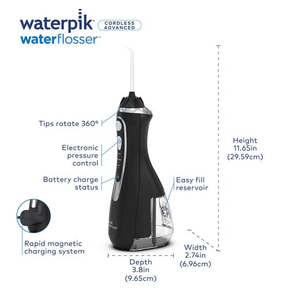 خيط مائي لاسلكي متطور - أسود | Waterpik Cordless Advanced Water Flosser – WP562ME | صورة المنتج 2 / Product image 2