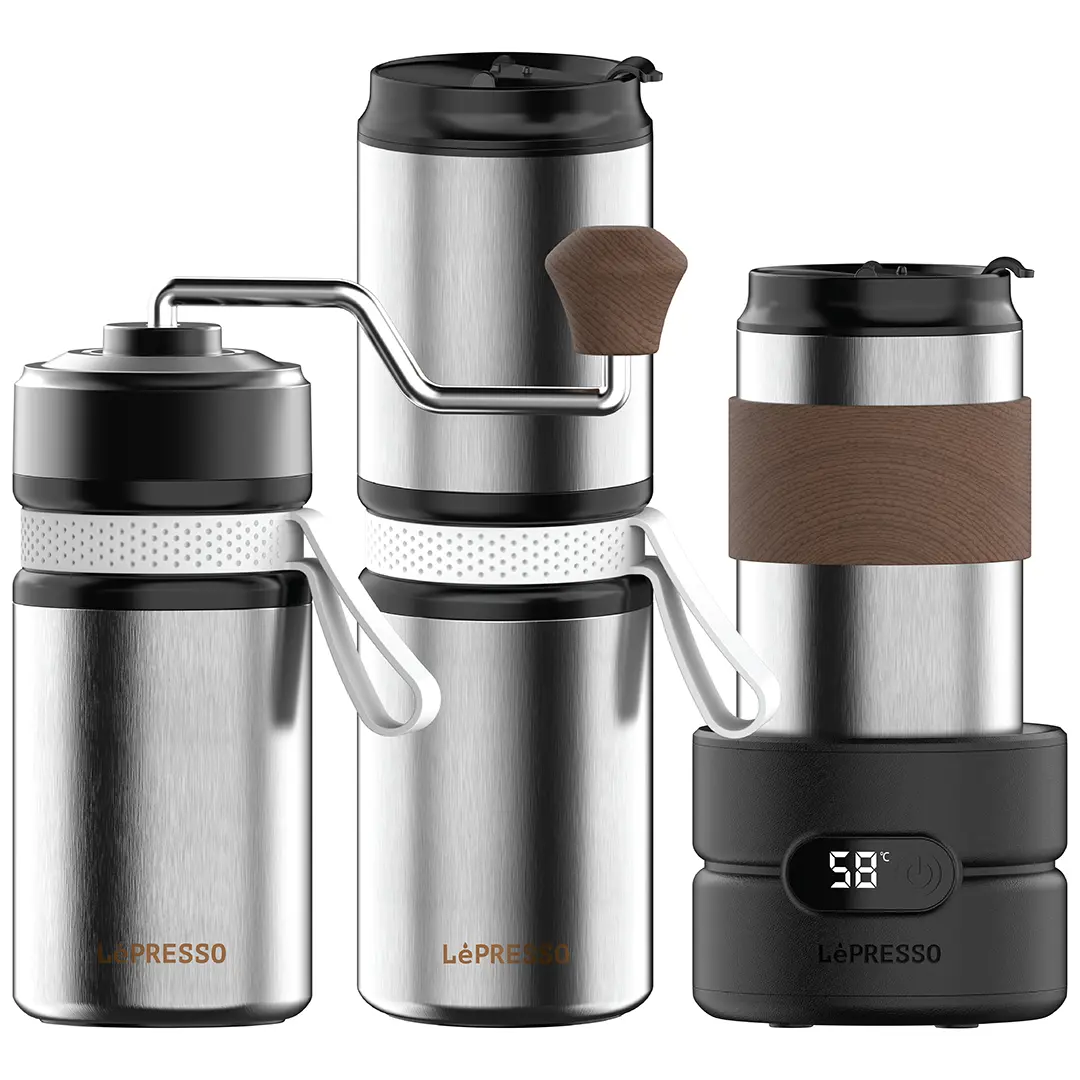 LePresso Grindo Quattro 4 in 1 Outdoor Coffee Set Silver