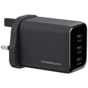 Powerology Volt X 100w Multi Port Gan Wall Charger Black