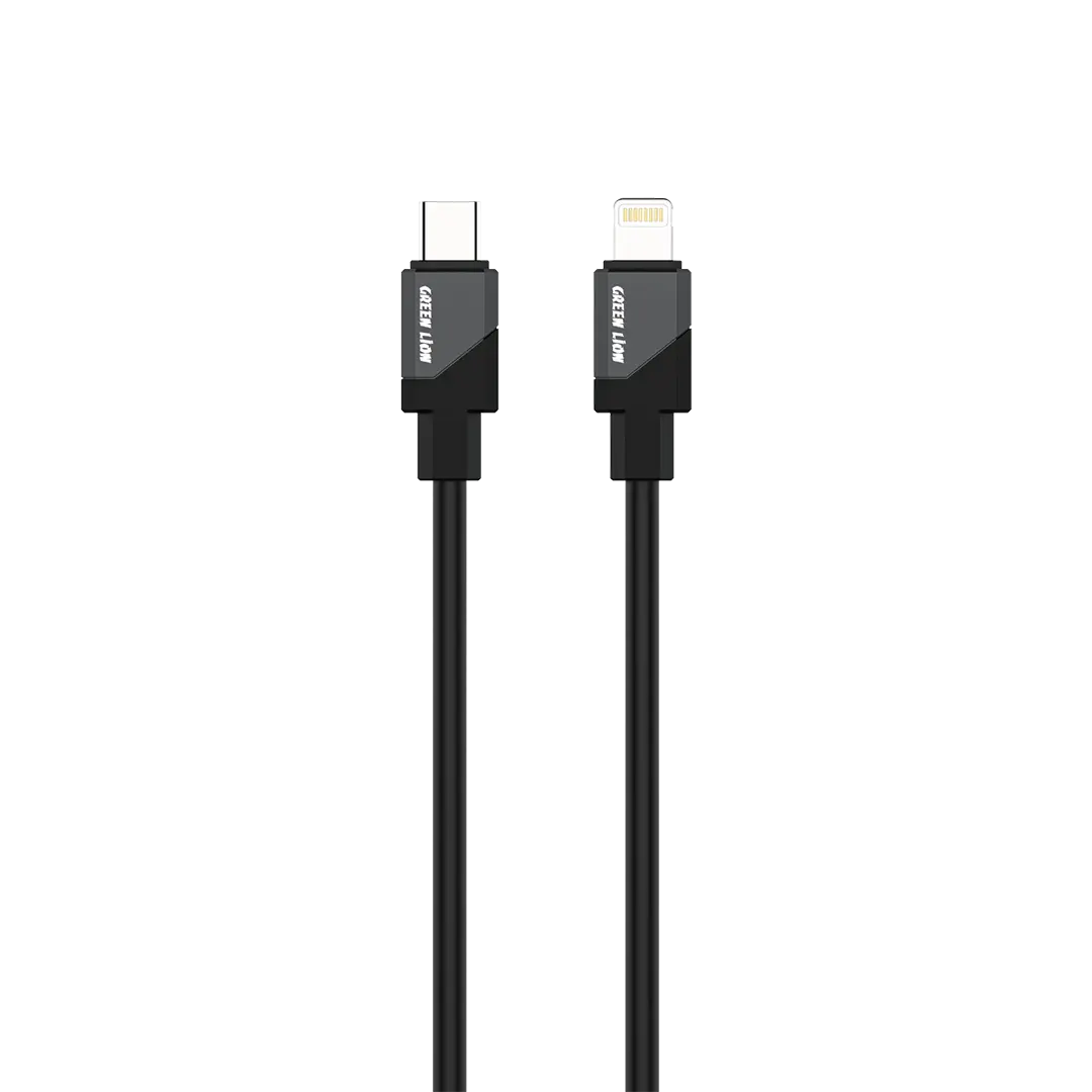 Green Lion USB C to Lightning Silicone Cable Black