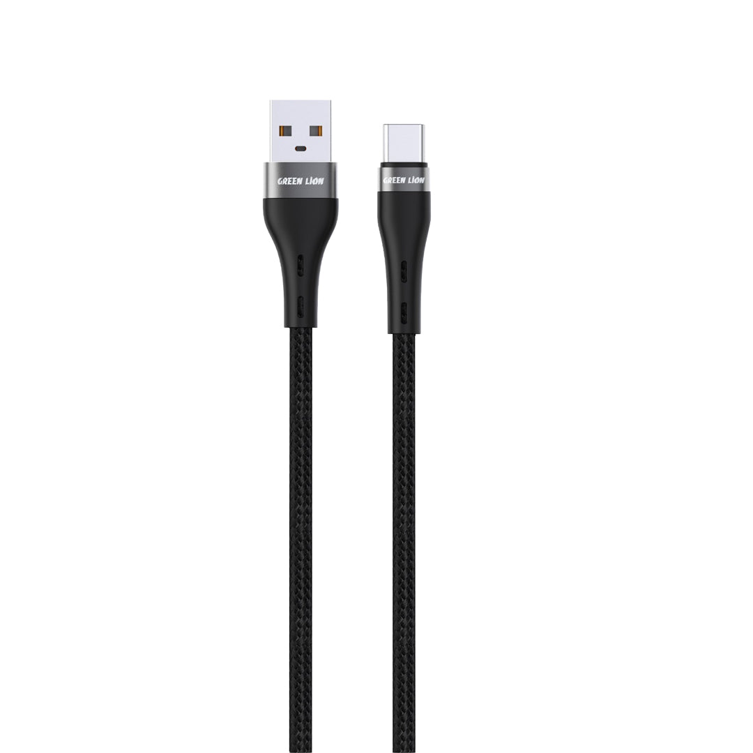 Green Lion USB A to USB C Braided Cable Black