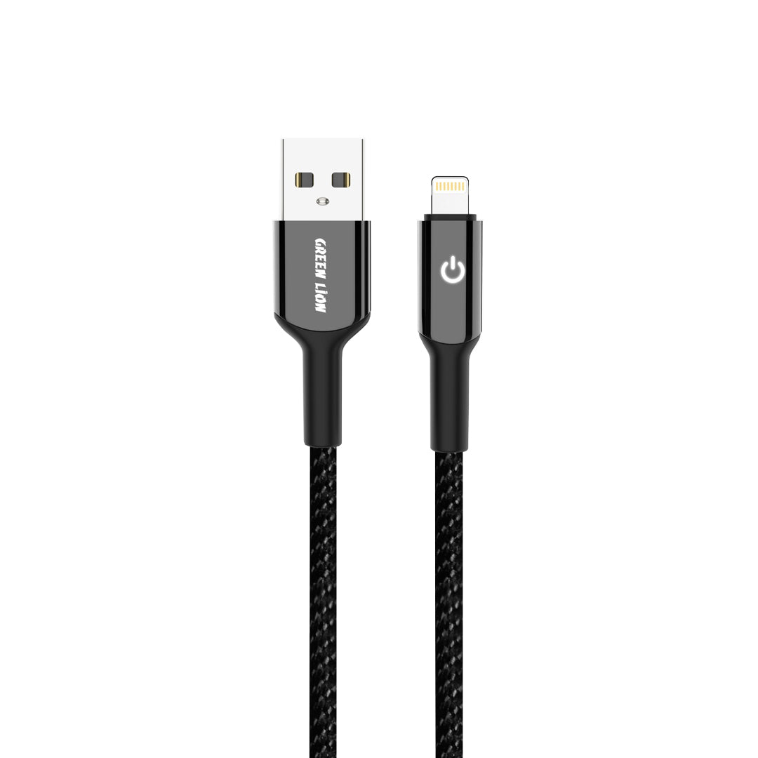 Green Lion USB A to Lightning Braided Cable Black