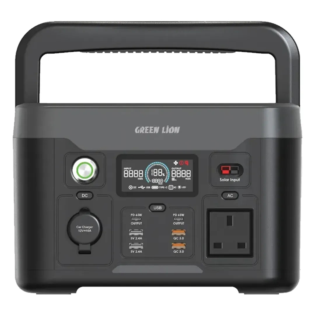 Green Lion PGX 600 Power Station-307.2 Wh 96000 m Ah 600 W(Li Fe PO 4)-Black